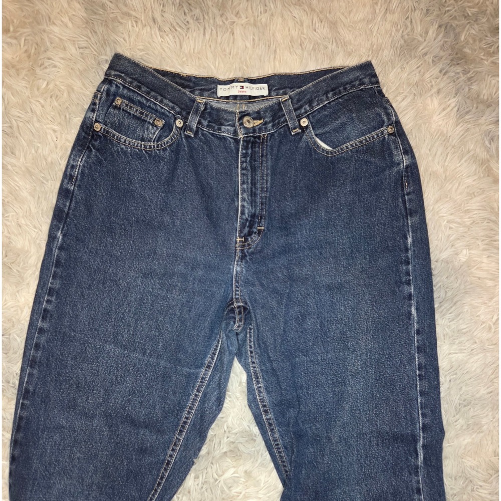Tommy Hilfiger Vintage 90s High Rise Straight Leg Jeans Dark Wash Size 8 L/33 - Picture 4 of 9
